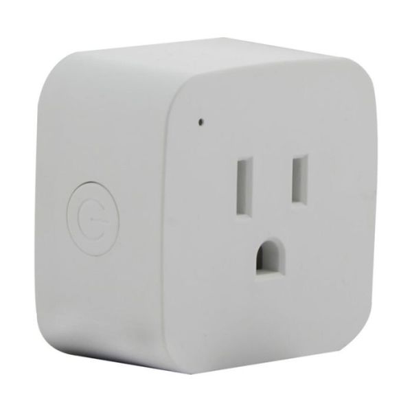 A white MaxLite Smart Plug on a white background